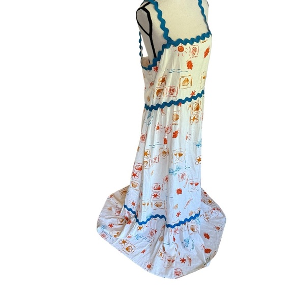 Cece Womens Sleeveless Linen Blend Tiered Maxi Sundress Nautical Beach Size XL - Picture 8 of 13